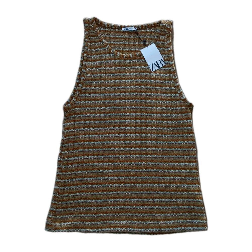 Zara KNIT Tunic TOP WOMEN S/M  Tank Retro '70's Beachy Summer BOHO Festival NWT